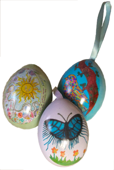 Die Sieger-Motive unseres Malwettbewerbs, gemalt von Schülerinnen und Schülern der Gemeinschaftsschule Harksheide